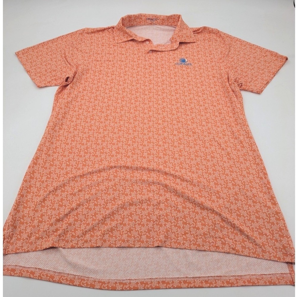 B. Draddy Sport Mens L Golf Polo Orange Floral Performance Stretch Corales‎